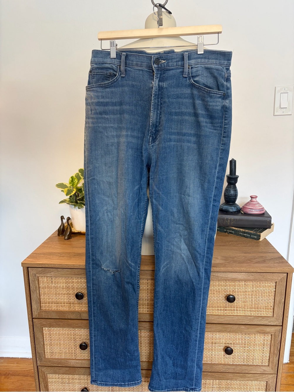 MOTHER Distressed Straight leg Jeans 33